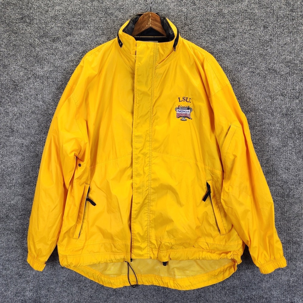 Vintage LSU Nokia Sugar Bowl Jacket Men's XL Yellow Hooded Windbreaker Y2K